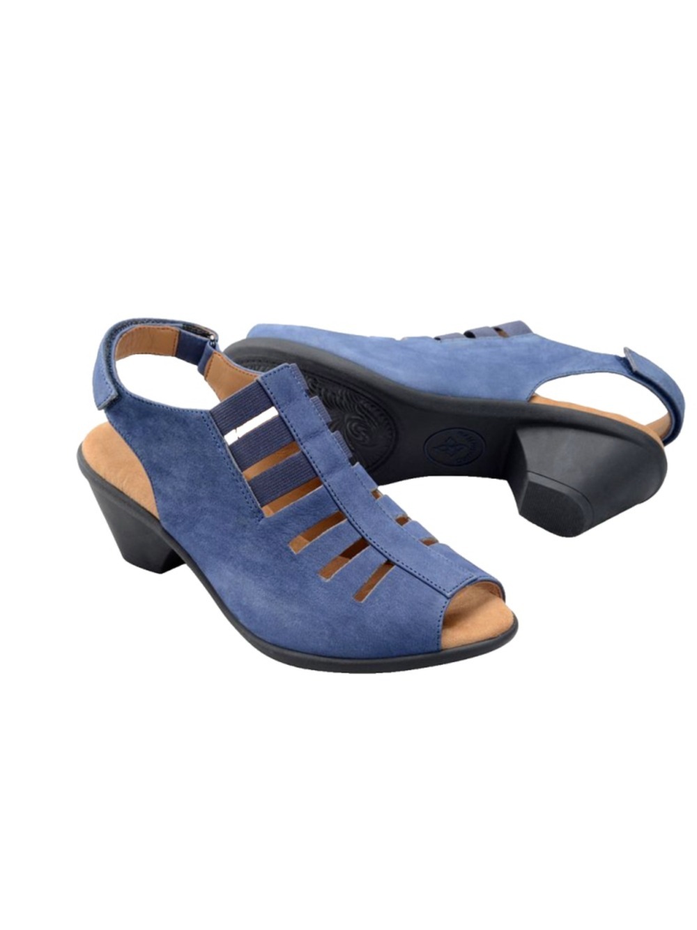 Comfortiva Fay size 9.5 N Sandals Blue Nubuck Leather Slingback Block Heels